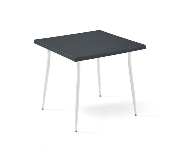 Beyaz Antrasit Bahçe Masası Sandalye Takımı 80x80 cm İç ve Dış Mekan Kullanımı İçin Uygun