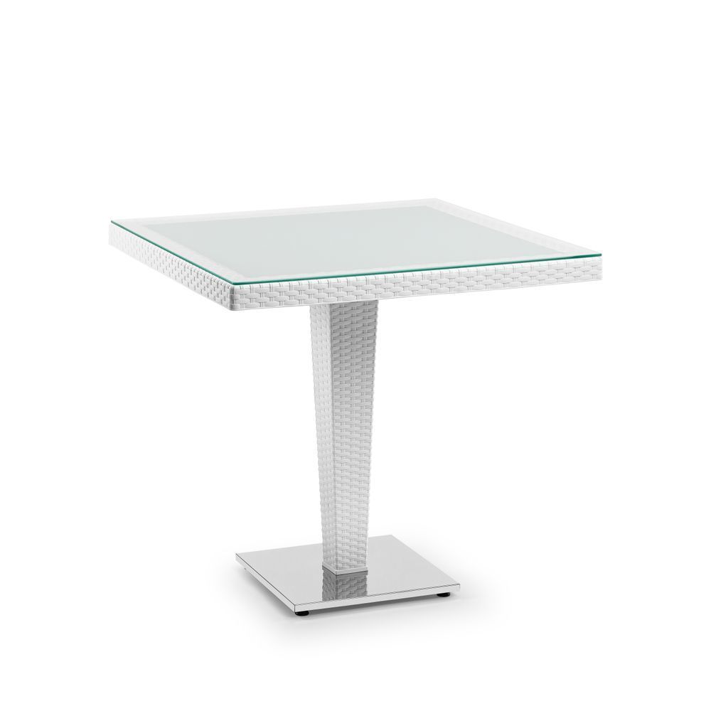 80x80 cm Beyaz Rattan Plastik Bahçe Masası Mutfak Otel Restoran Cafe Kafe Balkon Teras Veranda ve Ev Bahçeleri için Dış Mekan Masası