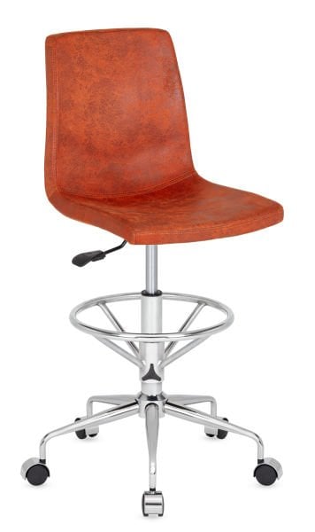 Norm Metal Krom Ayak Tekerlekli Çemberli Deri Bar Sandalyesi – Yüksek Boy, Ergonomik, Şık ve Dayanıklı, Hekim, Doktor, Dişçi, Kasiyer, Yüksek Masa İçin Bar Sandalyesi