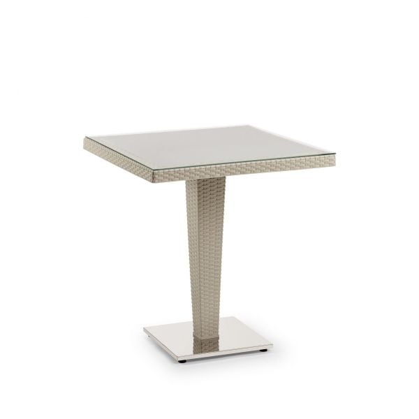 Bahçe Masa Modeli Bej Renk Rattan Plastik 80x80.cm Kare Mutfak Otel Restoran Restaurant Cafe Kafe Balkon Teras Veranda ve Ev Bahçeleri Dış Mekan Masası