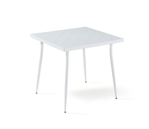Beyaz Kare Bahçe Masa Sandalye Takımı 80x80 cm Mutfak Restoran Kafe Teras ve Balkon İçin Uygun