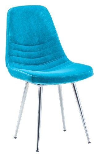 Parker Metal Krom Ayak Mavi Kumaş Rahat Sandalye