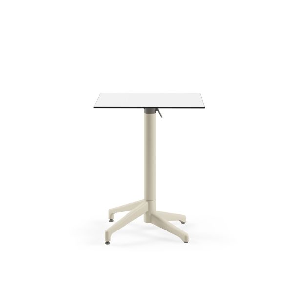 Bej Ayak Beyaz Compact Katlanabilir Bahçe Masası 60x60