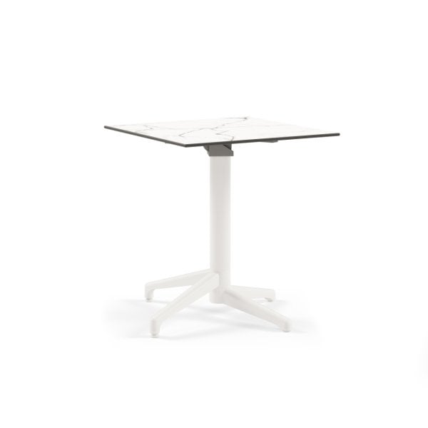 60X60 Katlanır Beyaz Mermer Desenli Compact Bahçe Cafe Masası