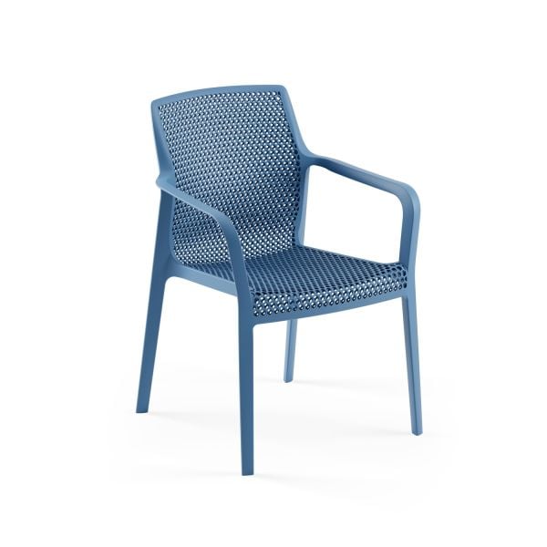 Saks Mavi Kollu Plastik Bahçe Sandalyesi Dış Mekan