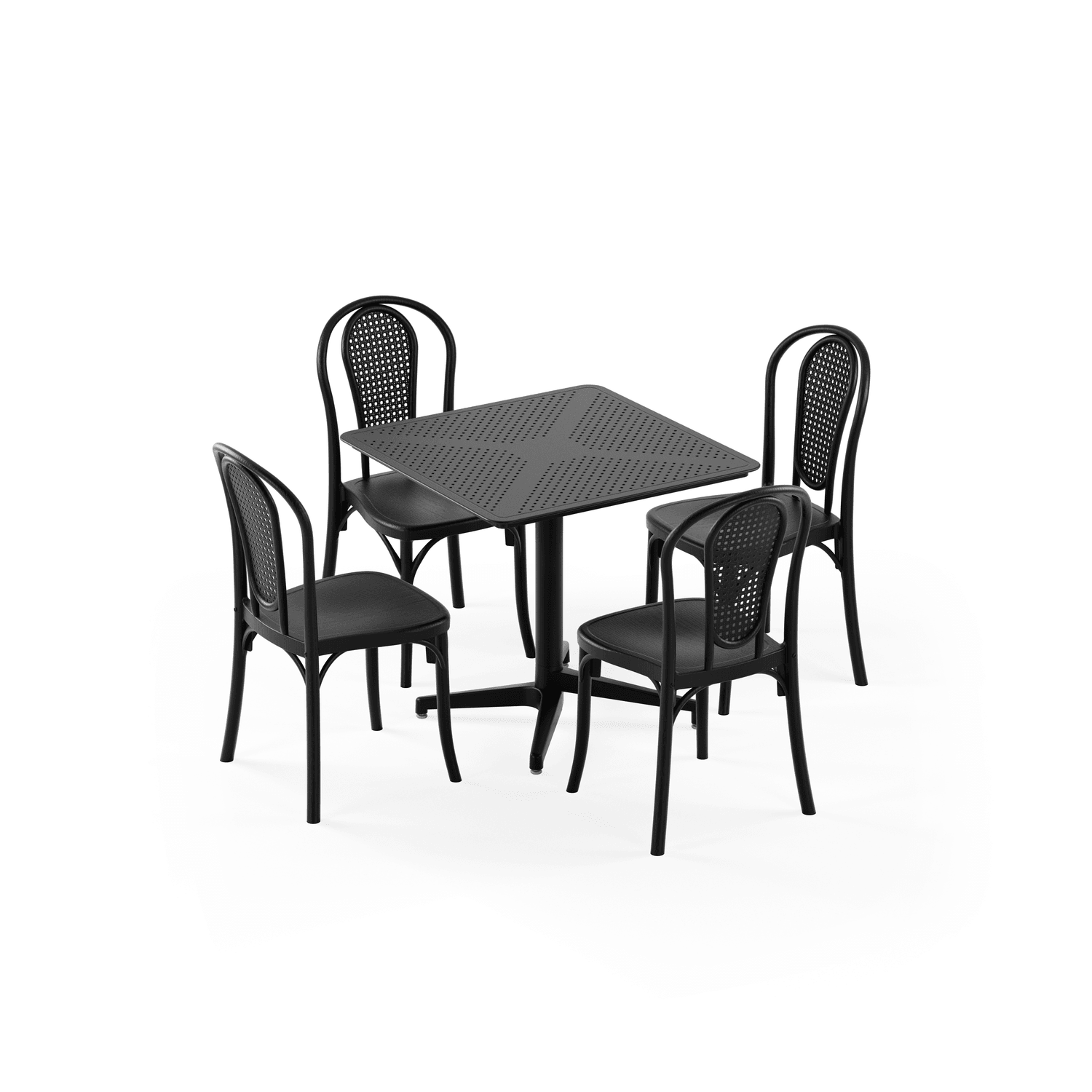 Siyah Katlanır Bahçe Masa Sandalye Seti 4 Kişilik 80x80