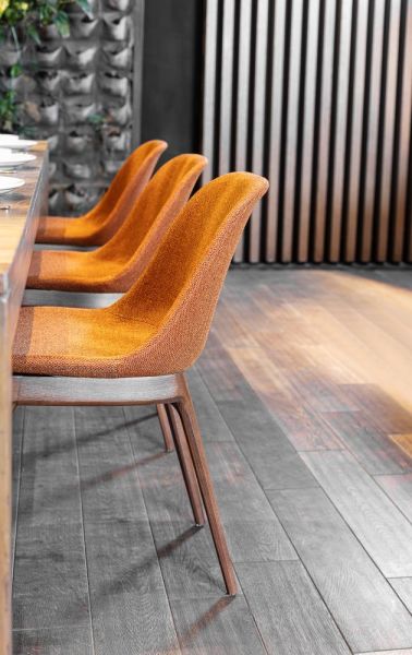 Kayın Ağacı Ceviz Antrasit Gri Kumaş Salon Sandalyesi