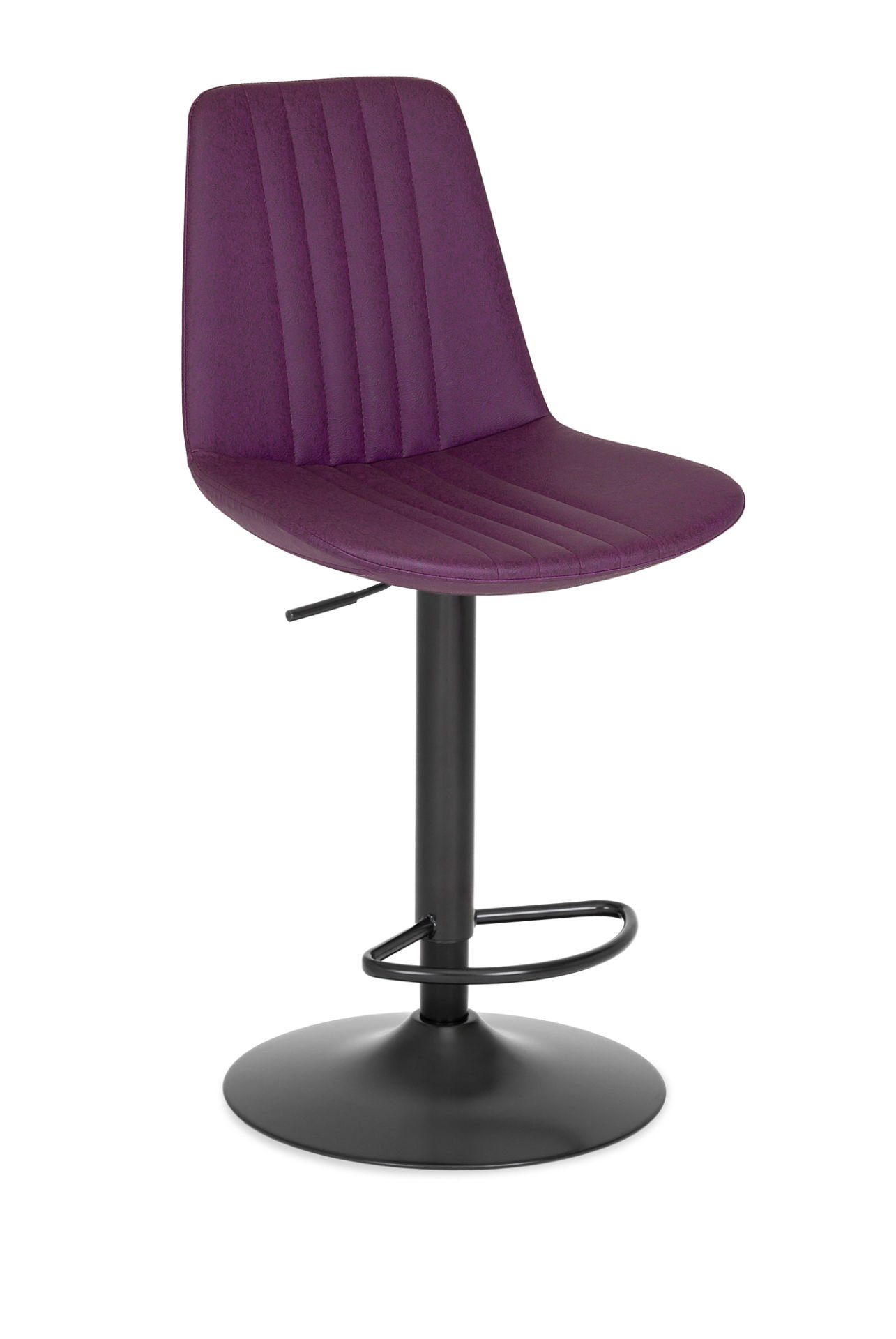 SİVE Modern Mor Kumaş Bar Sandalyesi, Ergonomik Metal Siyah Ayaklı, Mutfak, Cafe, Restoran İçin Şık ve Dayanıklı Bar Sandalyesi