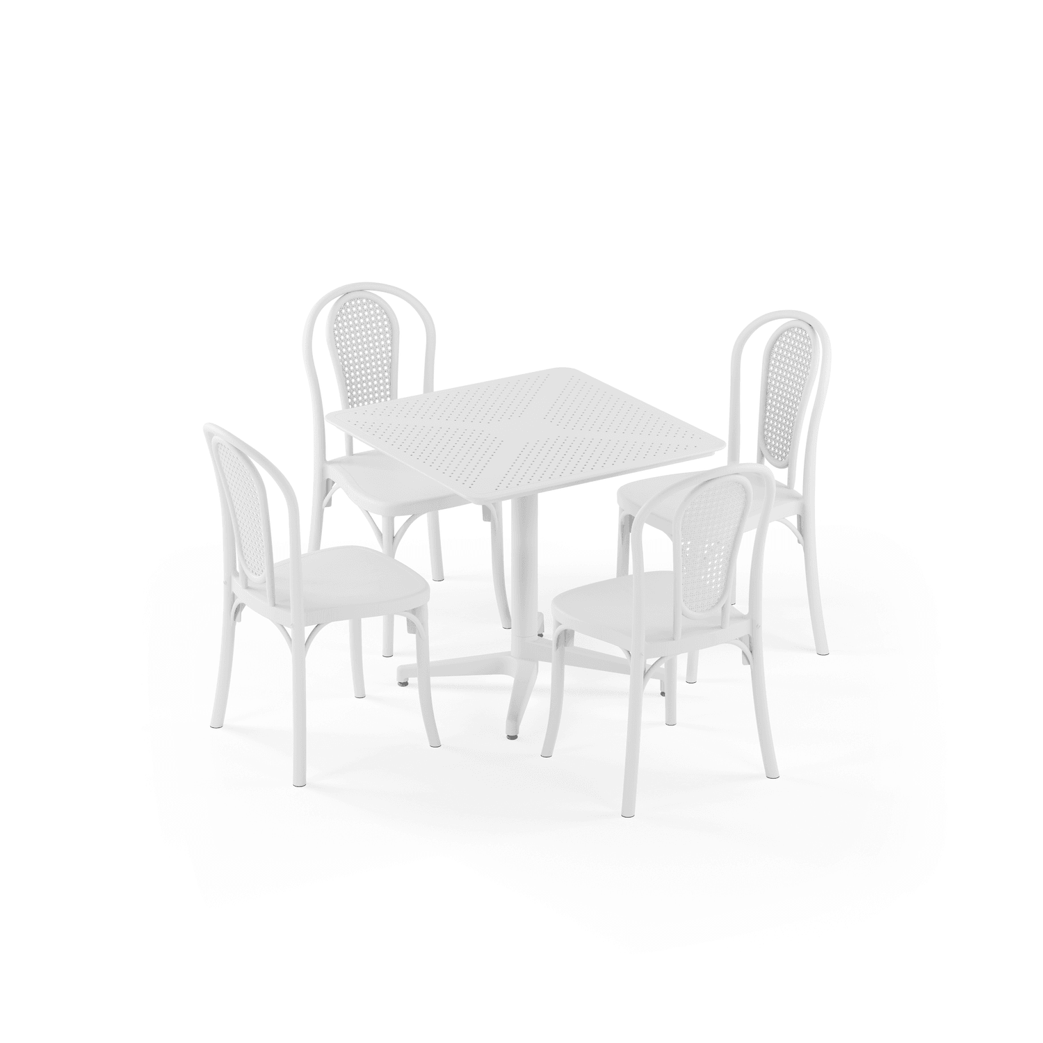 Beyaz 4 Kişilik Bahçe Masa Sandalye Takımı 80x80 cm