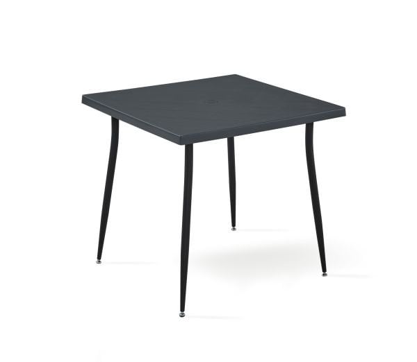 Siyah Antrasit Dış Mekan Bahçe Masa Sandalye Takımı Kare 80x80 cm