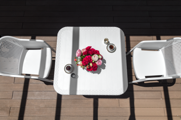 Kare Beyaz Bahçe Masa Sandalye Seti