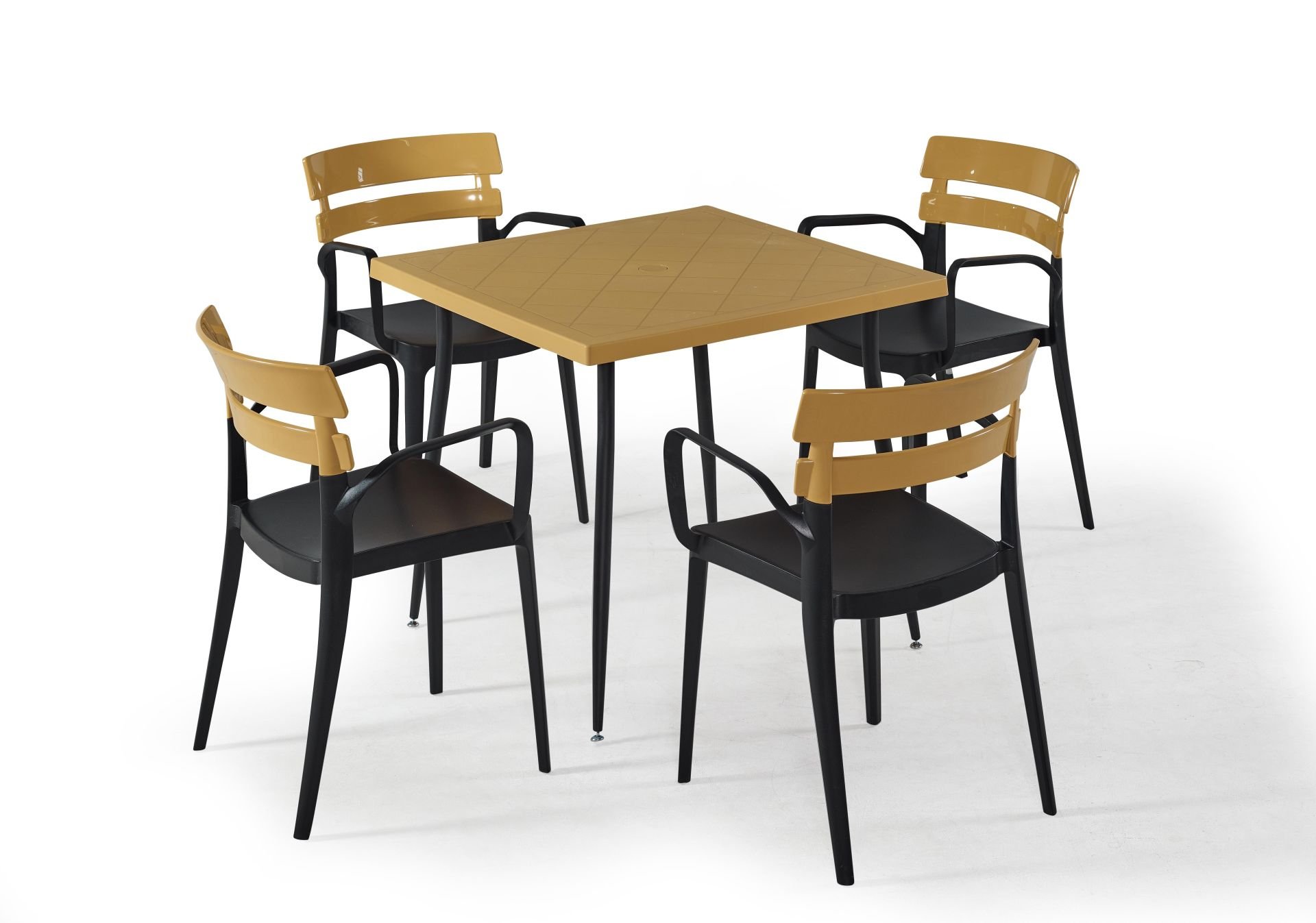 Siyah Hardal Dış Mekan Bahçe Masa Sandalye Takımı 80x80 cm Kare Masa