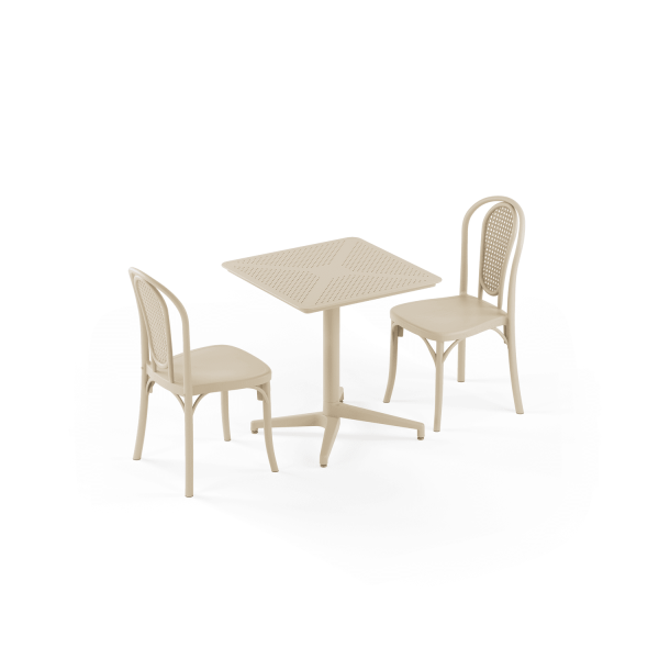 Bej 2 Kişilik Katlanır Bahçe Masa Sandalye Takımı 70x70 cm
