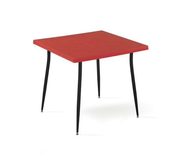 Siyah Kırmızı Bahçe Masa Sandalye Takımı Kare 80x80 cm İç ve Dış Mekan Kullanımına Uygun