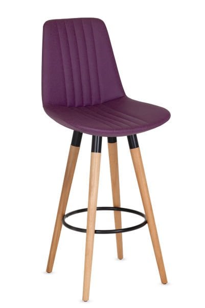 Sive Ahşap Naturel Ayak Mor Kumaş Mutfak Bar Sandalyesi - Ergonomik, Şık ve Dayanıklı