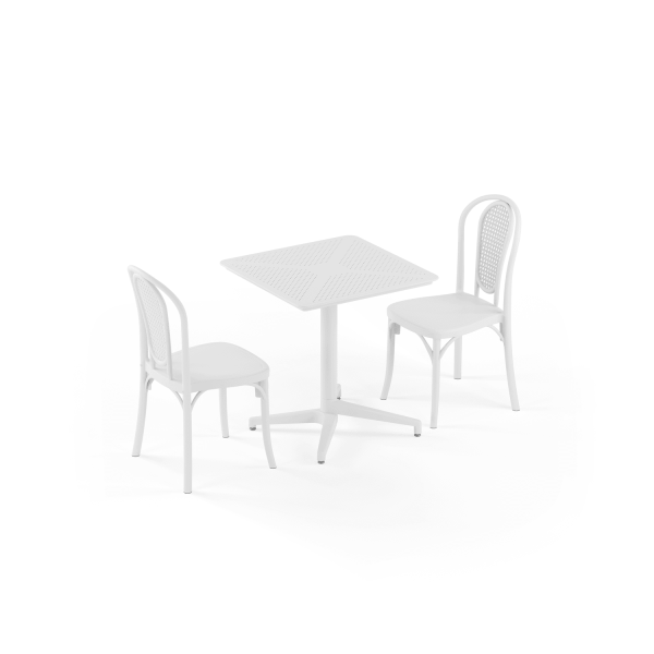 Beyaz 2 Kişilik Katlanır Bahçe Masa Sandalye Takımı 70x70
