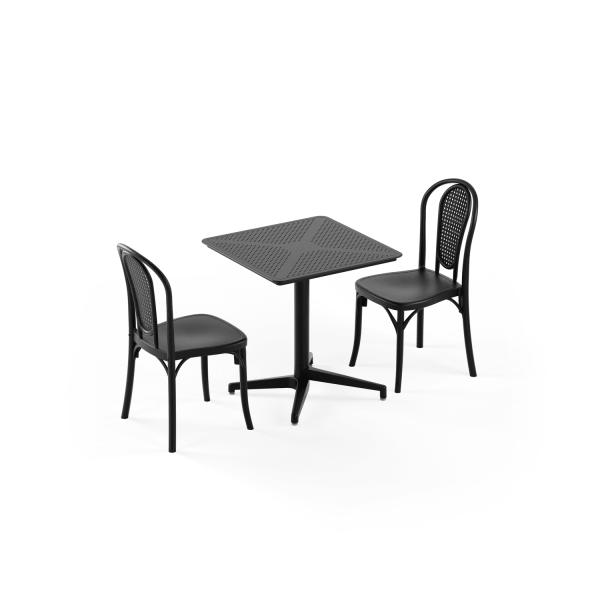 Siyah 2 Kişilik Katlanır Bahçe Masa Sandalye Takımı 70x70