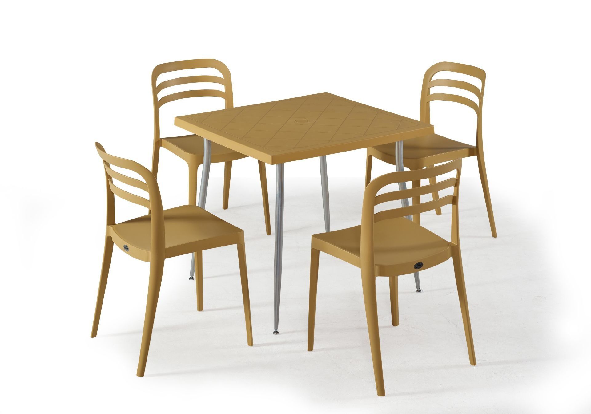 Hardal 4 Kişilik 80x80 cm Bahçe Masa Sandalye Takımı İç ve Dış Mekan Kullanımı İçin