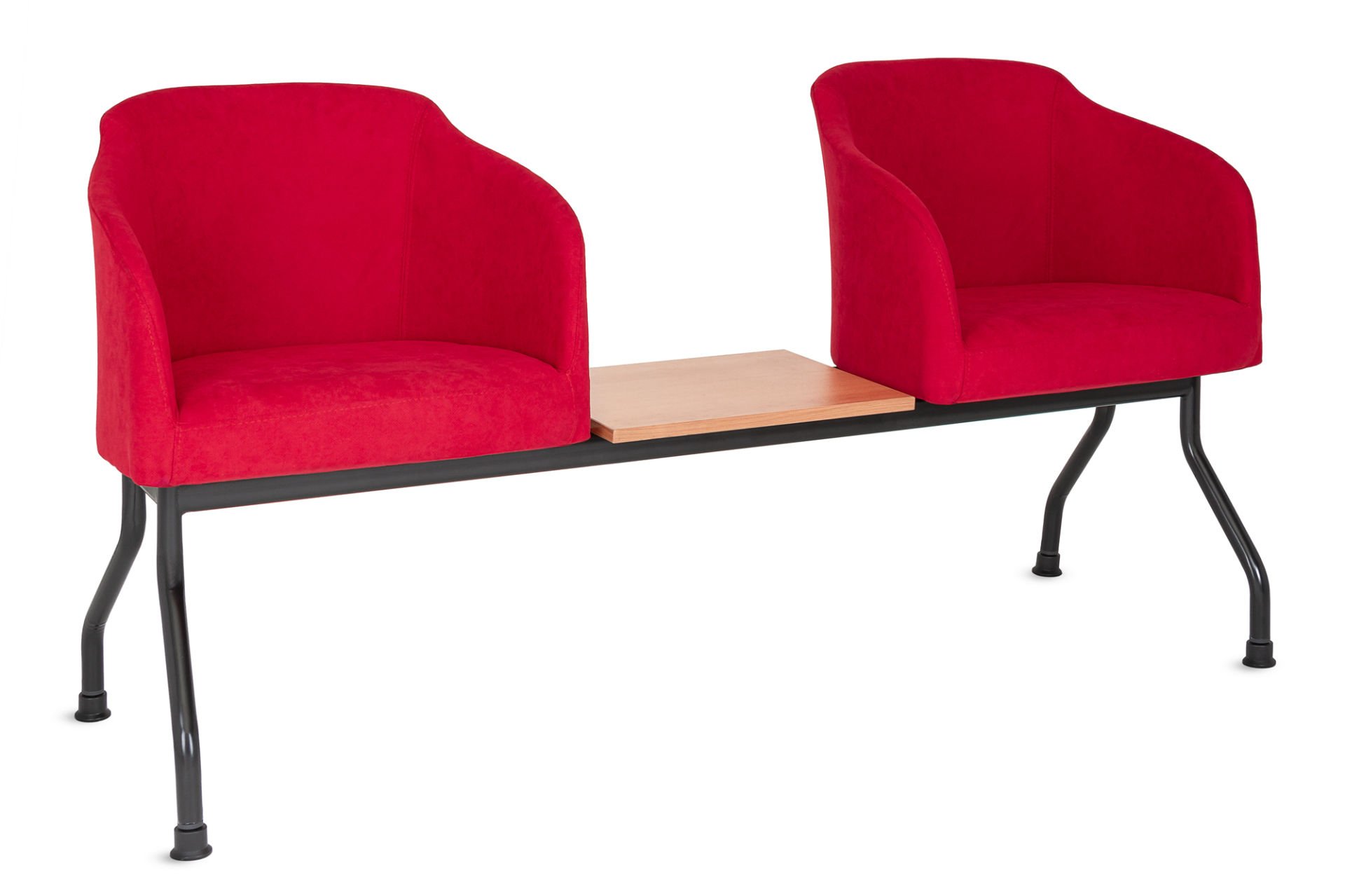 Poly Kumaş Dekoratif İki Kişilik Sehpali Ofis Bekleme Koltuğu | Siyah Metal Ayaklı, Ergonomik, Şık ve Sağlam Model