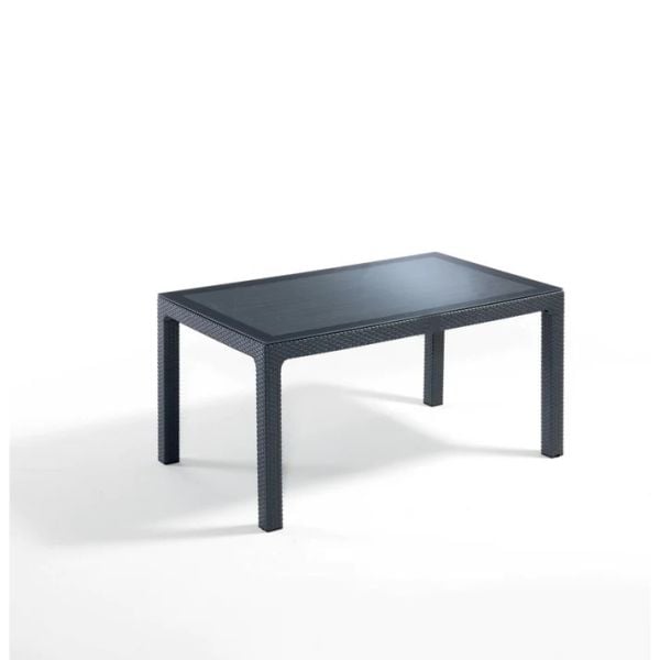 Şık Antrasit Rattan Bahçe Masa Sandalye Takımı – 6 Kişilik 90x150