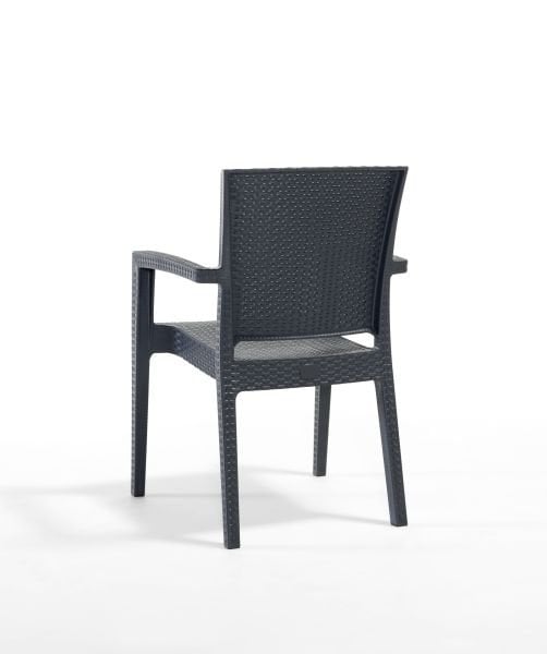 Şık Antrasit Rattan Bahçe Masa Sandalye Takımı – 6 Kişilik 90x150