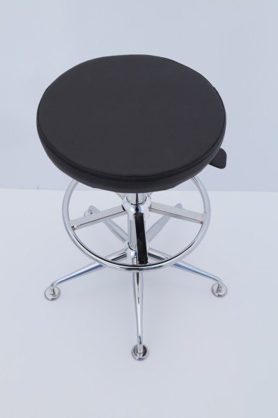 Siyah Deri Yüksek Bar Taburesi