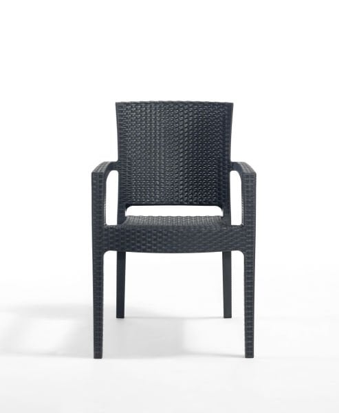 \'\'Şık Antrasit Rattan Bahçe Masa Sandalye Takımı – 6 Kişilik 90x150 Dikdörtgen Set, Dayanıklı ve Kullanışlı Dış Mekan Mobilyası, Havuz Kenarı ve Teras İçin İdeal\'\'