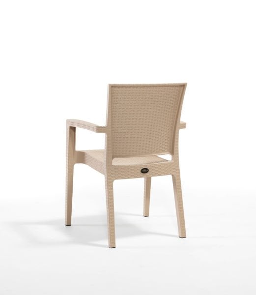 Şık ve Dayanıklı Kapuçino Rattan Dış Mekan Bahçe Masa Sandalye Takımı 6 Kişilik 90x150 cm Dikdörtgen Masa Seti Balkon Teras Kafe Restoran Otel ve Bahçeler İçin İdeal Seçim