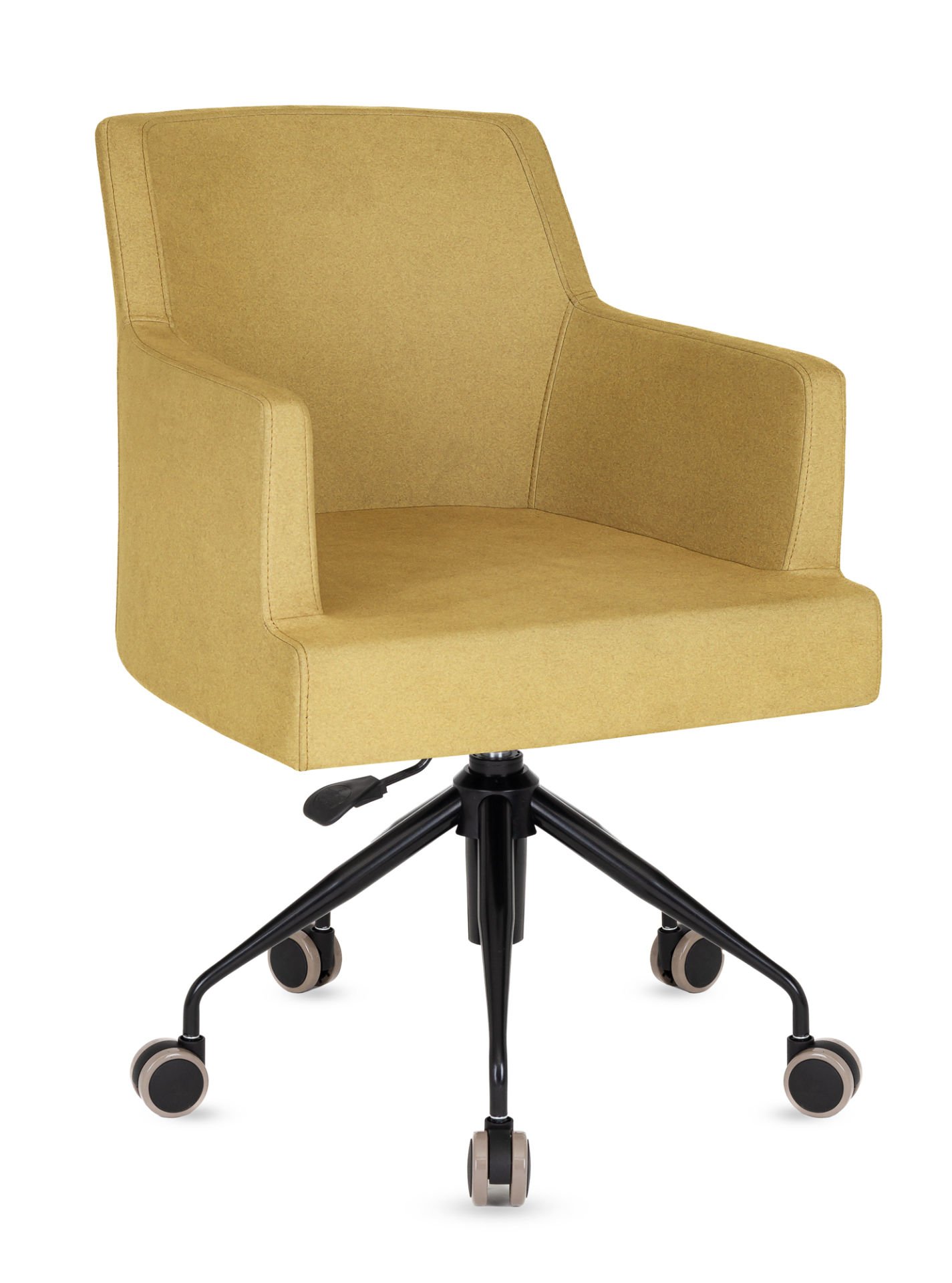 Seat Sarı Kumaş Döküm Süngerli Ofis Koltuğu - Siyah Metal Ahtapot Ayaklı, Yükseklik Ayarlı, Tilt Mekanizmalı, Ergonomik Çalışma ve Toplantı Koltuğu, Sekreter Koltuğu, Ofis Personel Koltuğu