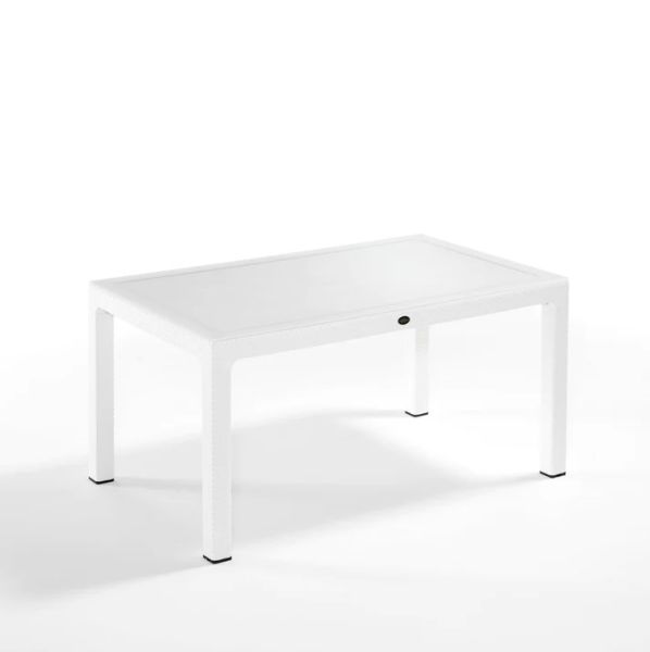 Beyaz Rattan 6 Kişilik Dış Mekan Masa Sandalye Seti - 90x150 cm Dikdörtgen Tasarım