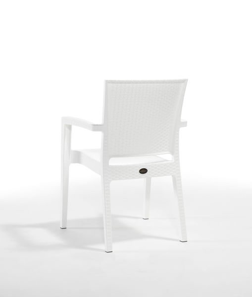 Beyaz Rattan 6 Kişilik Dış Mekan Masa Sandalye Seti - 90x150 cm Dikdörtgen Tasarım
