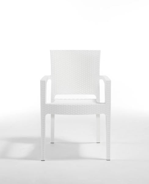 Beyaz Rattan 6 Kişilik Dış Mekan Masa Sandalye Seti - 90x150 cm Dikdörtgen Tasarım