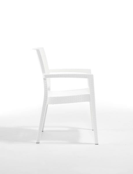 Beyaz Rattan 6 Kişilik Dış Mekan Masa Sandalye Seti - 90x150 cm Dikdörtgen Tasarım