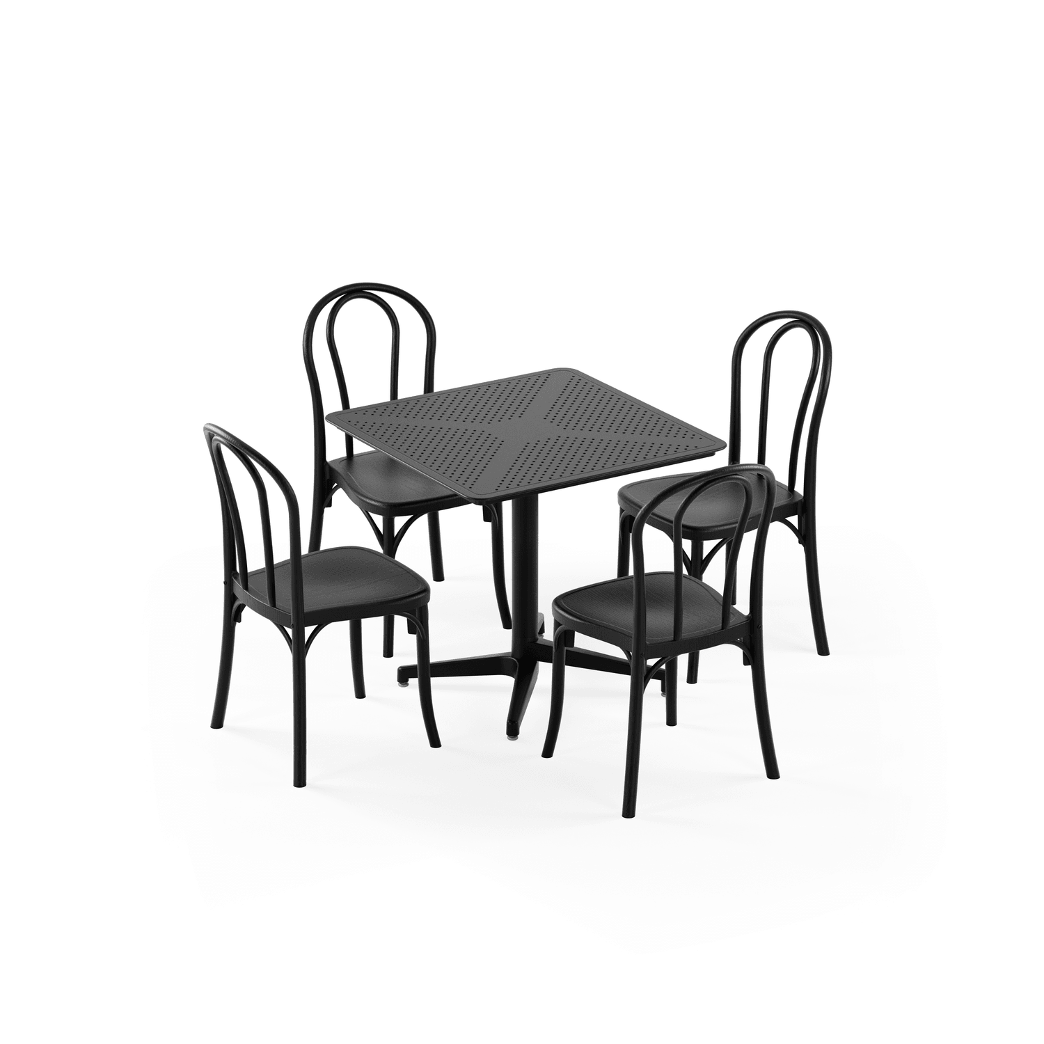 Siyah 4 Kişilik Katlanır Bahçe Masa Sandalye Takımı 80x80 cm