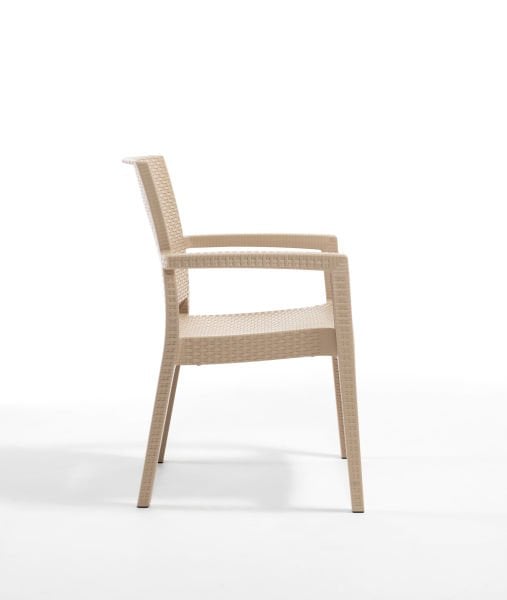 4 Kişilik Cappuccino Renk Rattan Bahçe Masa Sandalye Seti 90x90 cm Kare Masa ile Şık ve Dayanıklı Dış Mekan Takımı Teras Balkon Kafe Otel ve Restoran İçin İdeal Seçenek