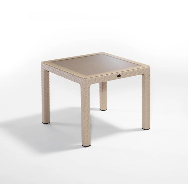 4 Kişilik Cappuccino Renk Rattan Bahçe Masa Sandalye Seti 90x90 cm Kare Masa ile Şık ve Dayanıklı Dış Mekan Takımı Teras Balkon Kafe Otel ve Restoran İçin İdeal Seçenek