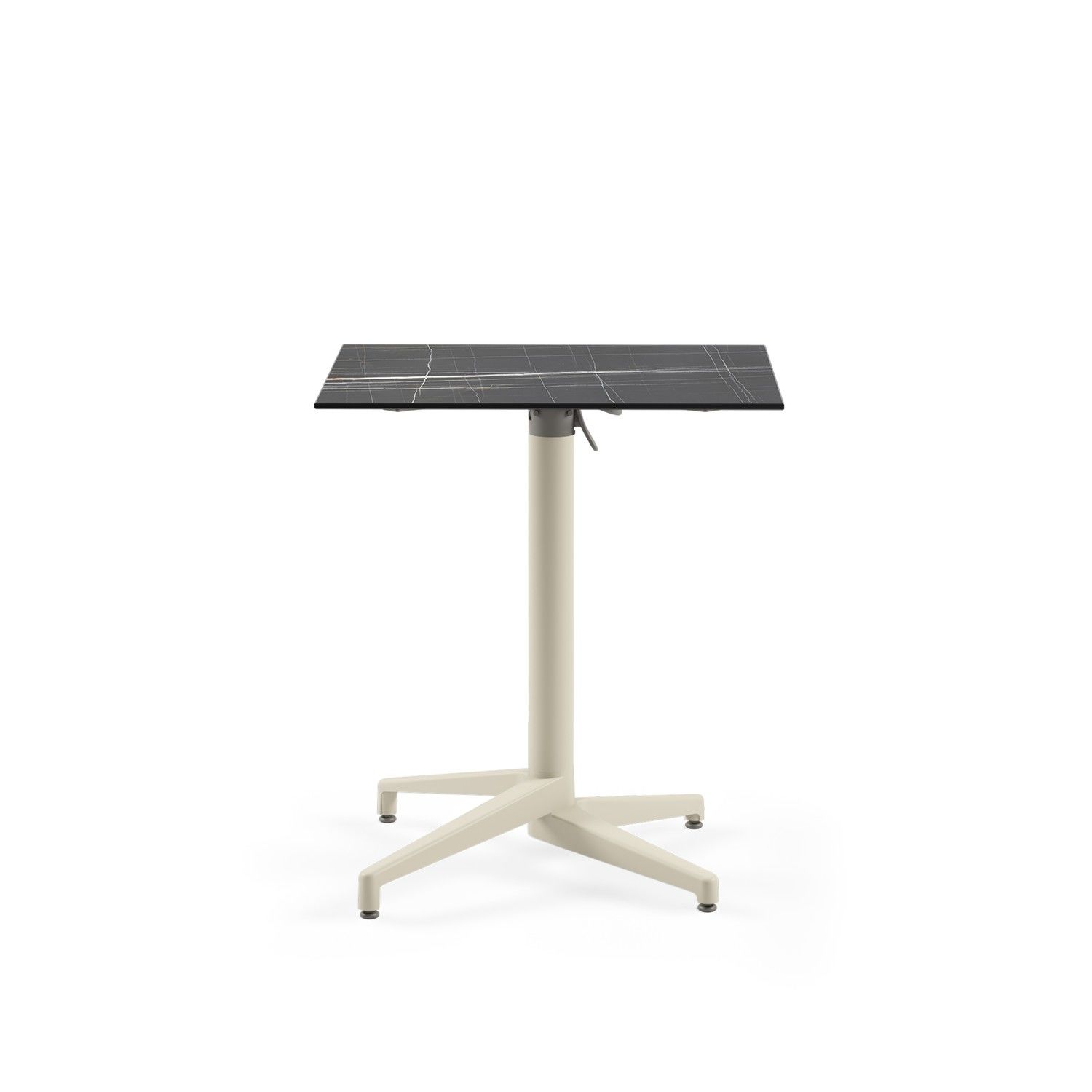 Bej Ayak Siyah Mermer Compact Katlanır Bahçe Masası 69x69