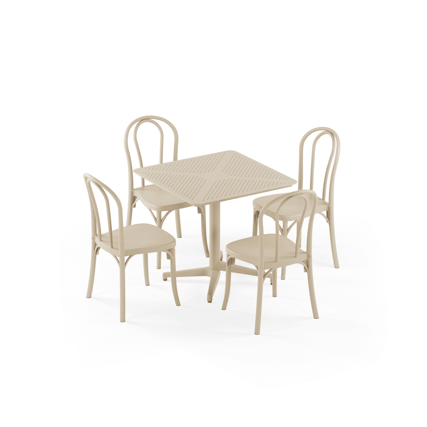 Bej 4 Kişilik Dış Mekan Bahçe Masa Sandalye Takımı 80x80 cm