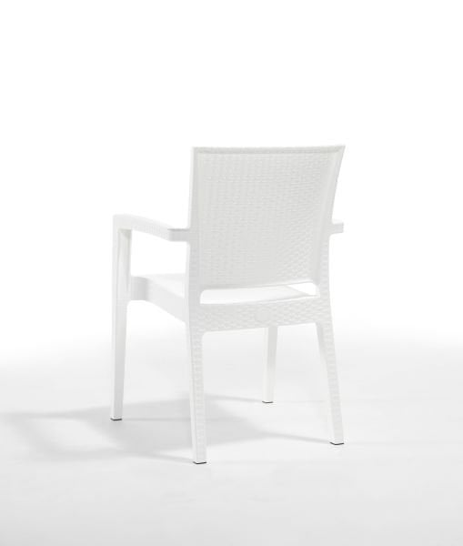 Şık Beyaz Rattan Bahçe Seti: 4 Kişilik 90x90 cm Dikdörtgen Masa ve Sandalyeler ile Teras ve Bahçelerinizi Güzelleştirin