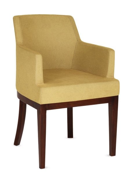 Seat Ahşap Ceviz Renk Ayak Sarı Kumaş Cafe Koltuğu – Ergonomik, Şık ve Dayanıklı Koltuk Modeli | Mutfak, Salon, Kafe ve Restoran İçin İdeal