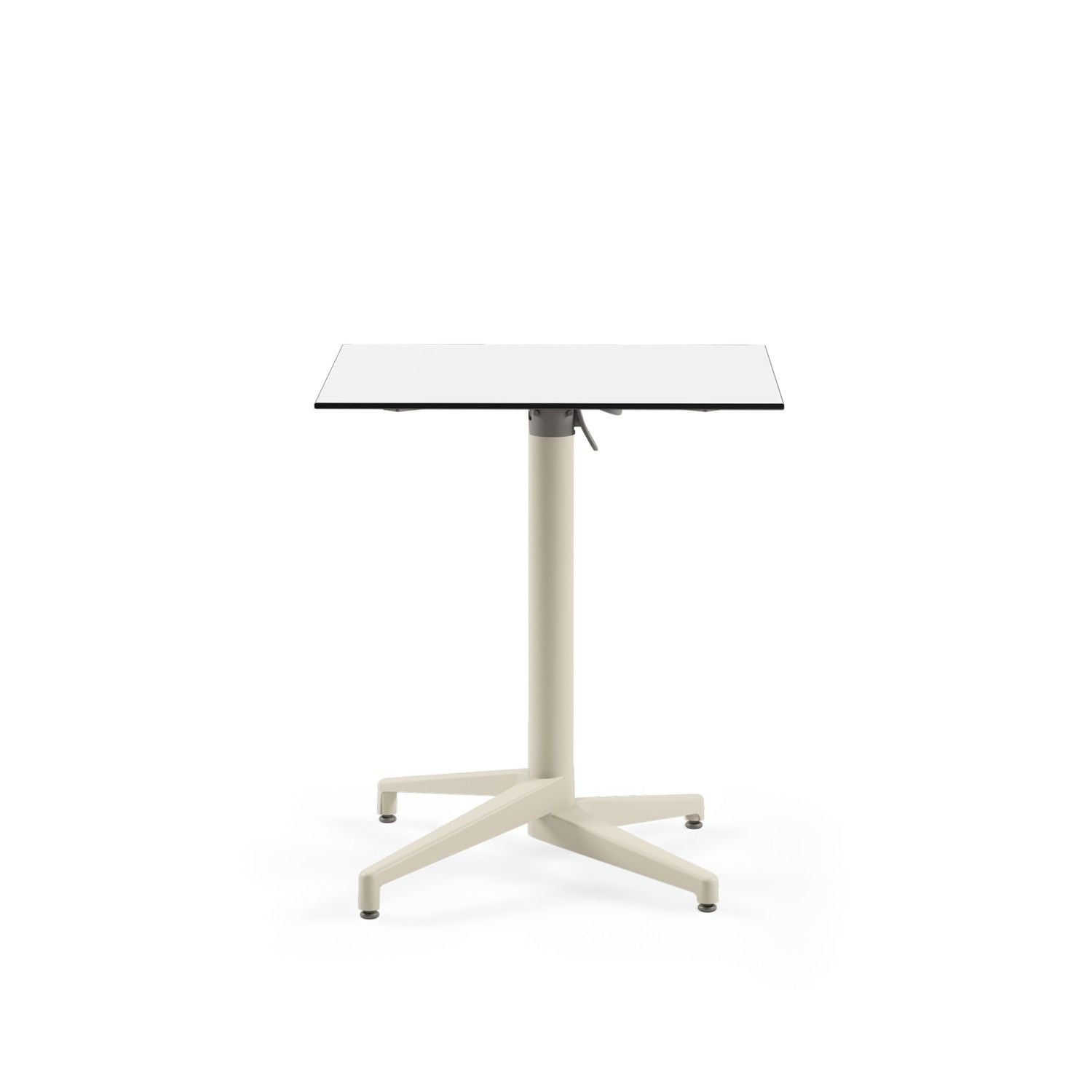 Bej Ayak Beyaz Compact Katlanır Bahçe Masası 69x69