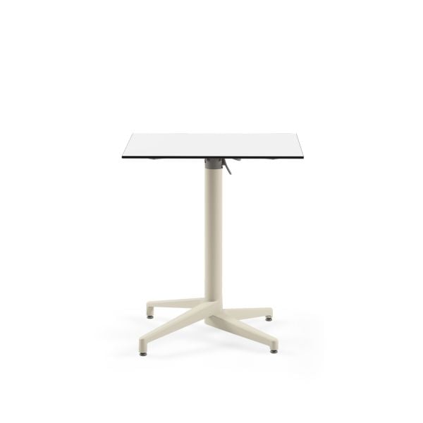 Bej Ayak Beyaz Compact Katlanır Bahçe Masası 69x69
