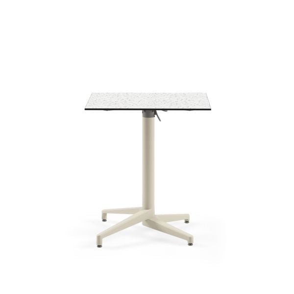 Bej Ayak Terrazzo Compact Katlanır Balkon Masası 69x69