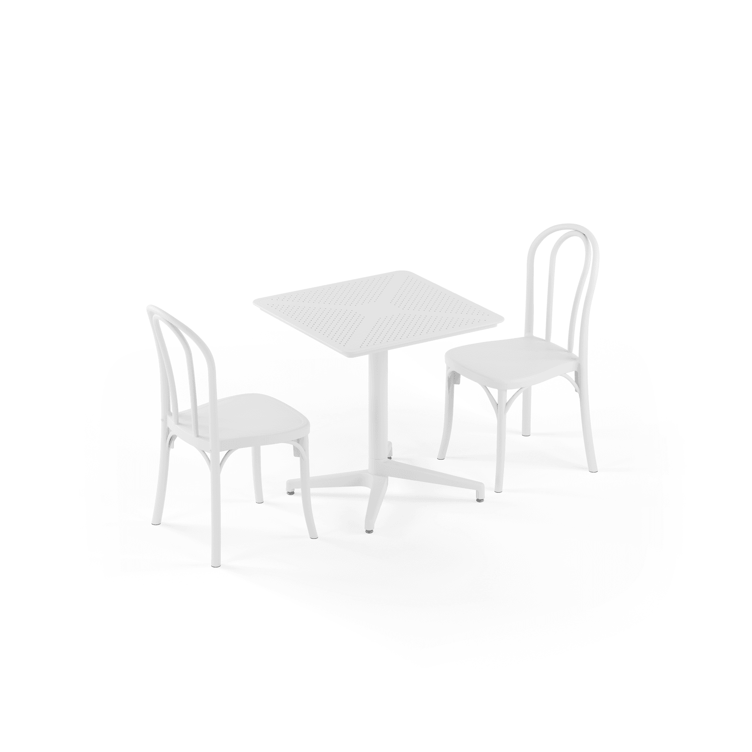 Beyaz Katlanır Bahçe Masa Sandalye Takımı 2 Kişilik 70x70