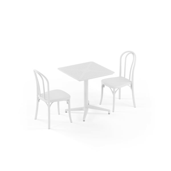 Beyaz Katlanır Bahçe Masa Sandalye Takımı 2 Kişilik 70x70