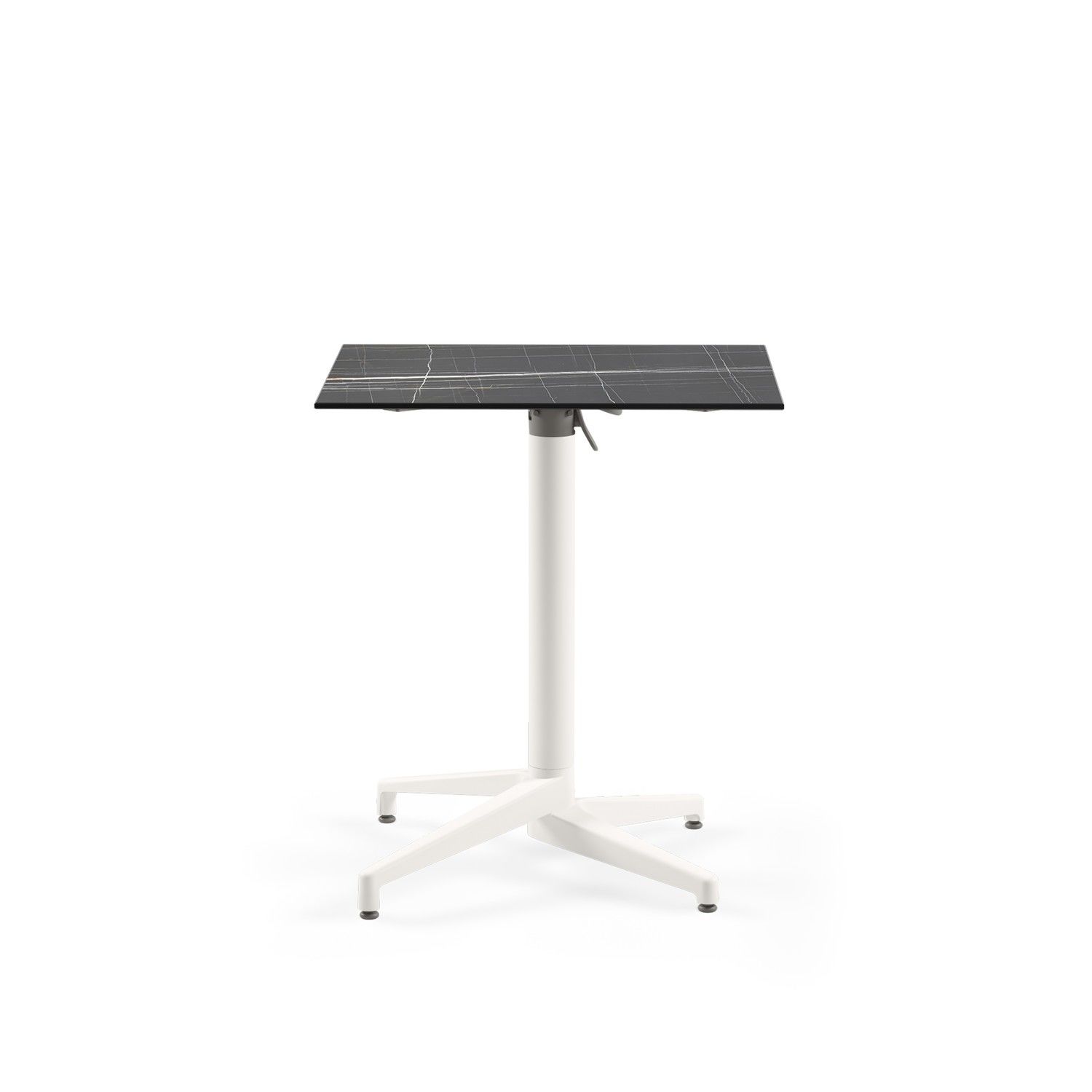 Beyaz Ayak Siyah Mermer Compact Katlanabilir Bahçe Masası