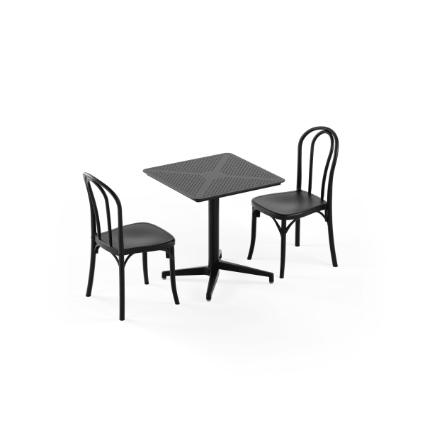 Siyah Katlanır Dış Mekan Masa Sandalye 2 Kişilik 70x70
