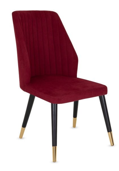 Fast Dekoratif Modern Ahşap Siyah Ayak Bordo Kumaş Yemek Odası Sandalyesi – Ergonomik, Şık ve Dayanıklı Tasarım