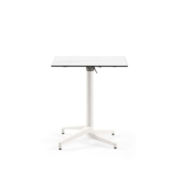 Beyaz Ayak Beyaz Mermer Compact Katlanabilir Bahçe Masası