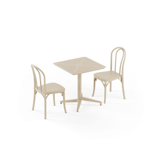 Bej Dış Mekan Bahçe Masa Sandalye Takımı 2 Kişilik 70x70